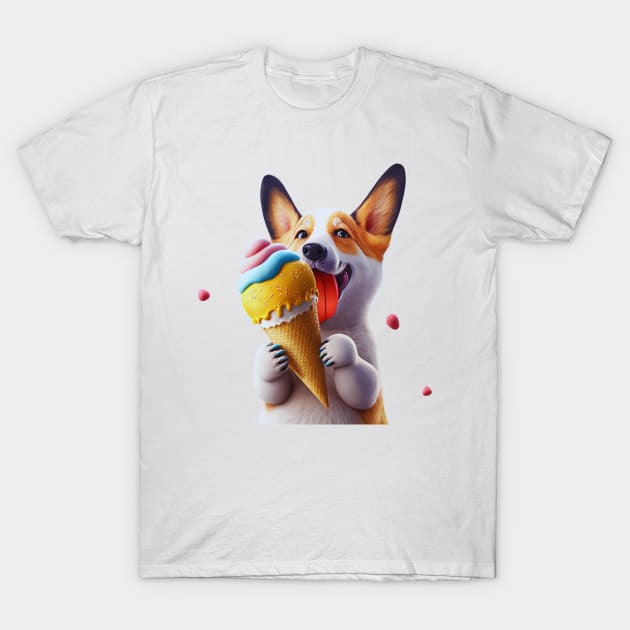 Dog eating ice cream T-Shirt by A&A